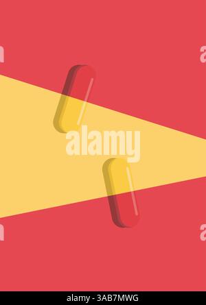 Medical pills isolated on red and yellow background. Vector illustration Stock Vector