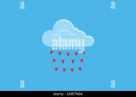 Cloud with pins as rain. Minimal concept. Vector illustration Stock Vector