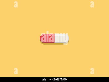 Medical pill on yellow background. Vector illustration Stock Vector