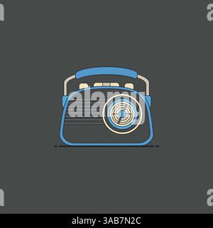 Retro radio isolated on grey background. Vector illustration Stock Vector
