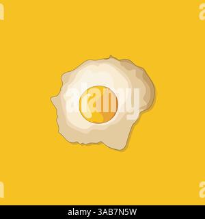 Fried egg isolated on yellow background. Vector illustration Stock Vector