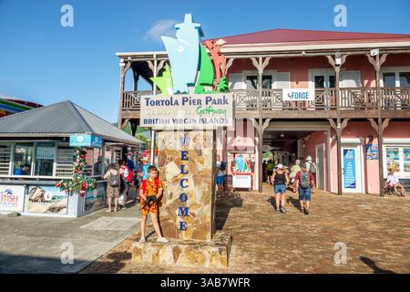 Road Town Tortola,British Virgin Islands BVI,Road Harbour harbor,Cyril B. Romney Tortola Pier Park cruise ship pier,shopping complex mall,entrance wel Stock Photo