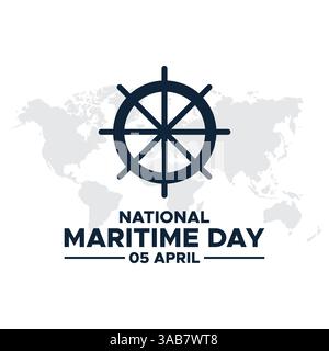 National Maritime Day Vector Template Design. National maritime day. Vector illustration of ship steering and anchor. Suitable for templates, banners, Stock Vector