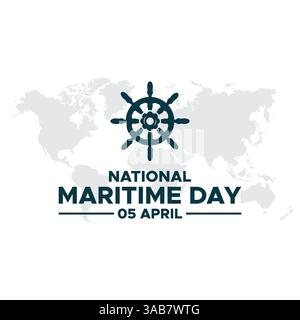 National Maritime Day Vector Template Design. National maritime day. Vector illustration of ship steering and anchor. Suitable for templates, banners, Stock Vector