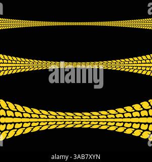 Tire tracks simple yellow patterns Stock Vector