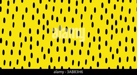 Seamless pattern with Small Dashes. Various dots and doodle lines. Repeated black spots on yellow background. Simple Vector Illustration Stock Vector