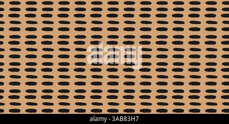 Small Dash or Dots Pattern. Ink abstract shapes. Seamless pattern with Horizontal crayon lines. Scandinavian style. Vector Illustration on beige Stock Vector