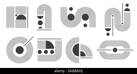 Concentric arch shapes isolated on white background. Geometric arc ...