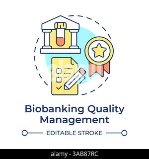 Biobanking quality management multi color concept icon Stock Vector