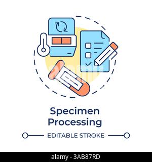 Specimen processing multi color concept icon Stock Vector