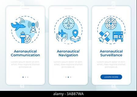 Aeronautical technology blue onboarding mobile app screen Stock Vector