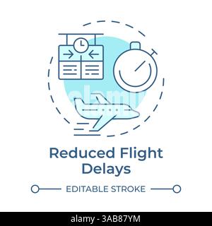 Reduced flight delays soft blue concept icon Stock Vector
