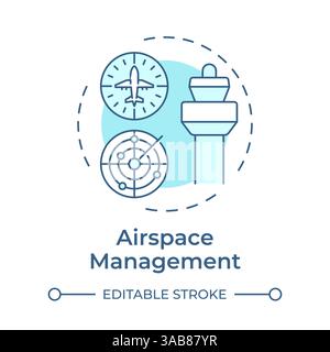 Airspace management soft blue concept icon Stock Vector