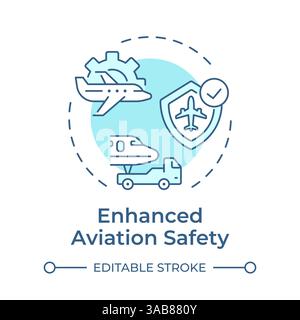 Enhanced aviation safety soft blue concept icon Stock Vector