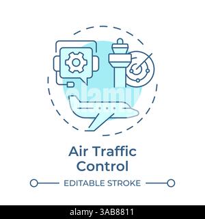 Air traffic control soft blue concept icon Stock Vector