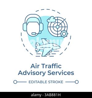 Air traffic advisory services soft blue concept icon Stock Vector
