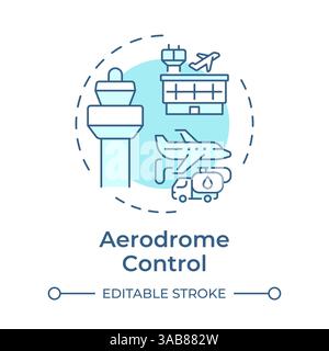 Aerodrome control soft blue concept icon Stock Vector