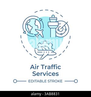 Air traffic services soft blue concept icon Stock Vector