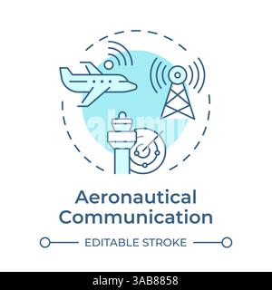 Aeronautical communication soft blue concept icon Stock Vector