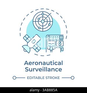 Aeronautical surveillance soft blue concept icon Stock Vector