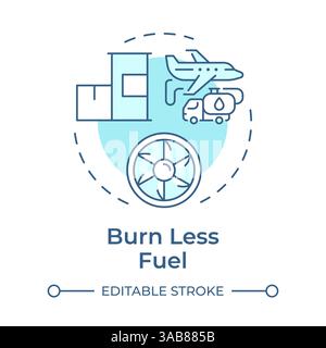 Burn less fuel soft blue concept icon Stock Vector