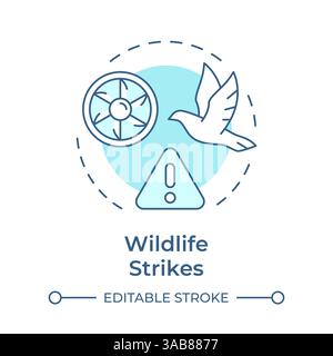 Wildlife strikes soft blue concept icon Stock Vector