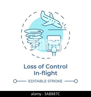 Inflight control loss soft blue concept icon Stock Vector