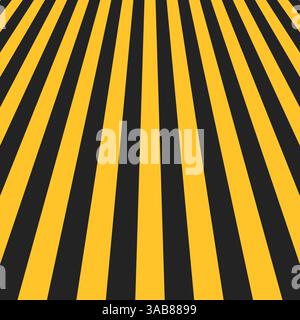 Abstract warning stripes perspective dynamic yellow black industrial hazard pattern Stock Vector