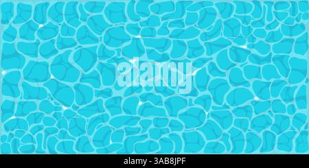 Deep ocean water ripple surface with gentle waves and sunlight reflections in cartoon style game texture top view Stock Vector