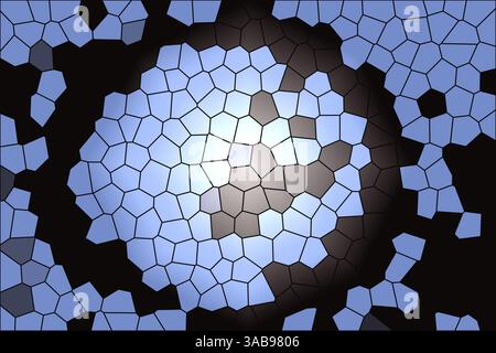 Vivid blue mosaic tiles seamlessly transition to dark shades, creating a captivating abstract illustration ideal for background use. Stock Photo