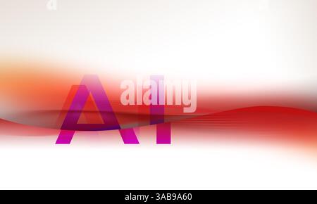 A vibrant composition featuring bold AI typography against a backdrop of flowing red and orange waves. Perfect for representing innovation and digital Stock Photo