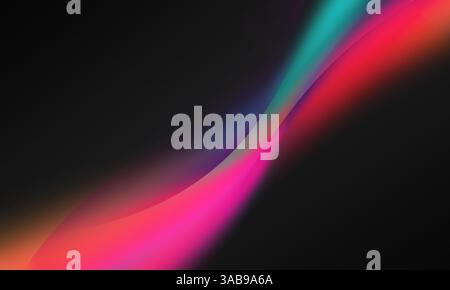 Abstract image featuring vibrant gradient wavy shapes in pink, red, and teal on a dark background. Perfect for modern designs, digital art projects, a Stock Photo