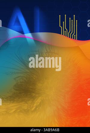 Vibrant digital backgrounds depicting Artificial Intelligence motifs, featuring a blend of bright colors and abstract pattern Stock Photo