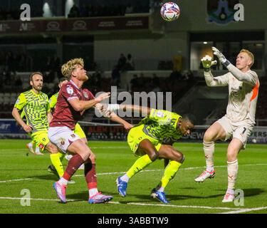 Northampton, UK. 1st Apr, 2025. Ben Perry of Northampton Town is ...