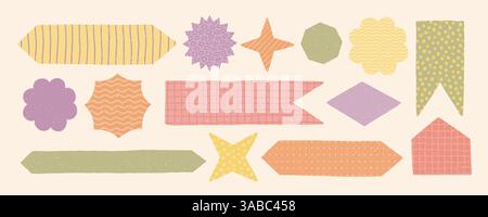 Paper note stickers and memos in pastel color. Stock Vector