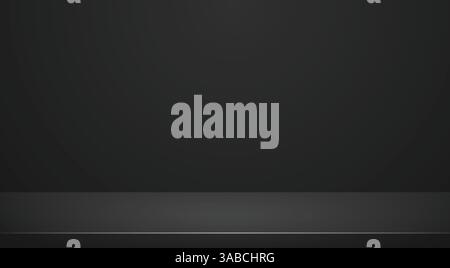 Limbo black background. Abstract dark gradient backdrop. Color wall of studio, room, stand for product display or photo. Modern banner with empty plac Stock Vector