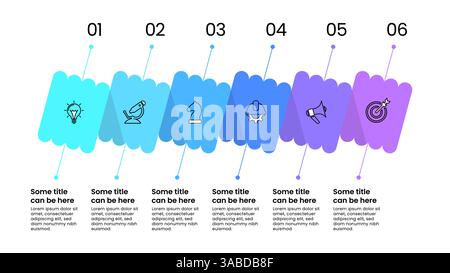Infographic template with icons and 6 options or steps. Can be used for workflow layout, diagram, banner, webdesign. Vector illustration Stock Vector