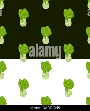 Bok choy seamless pattern. Hand drawn background. Vector flat illustration. Bok choy vegetable hand drawn backdrop. for banners, print for fabric, lab Stock Vector