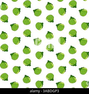 cabbage seamless pattern background. Vector flat illustration on transparent background. illustration for package, kitchen design, fabric and textile. Stock Vector