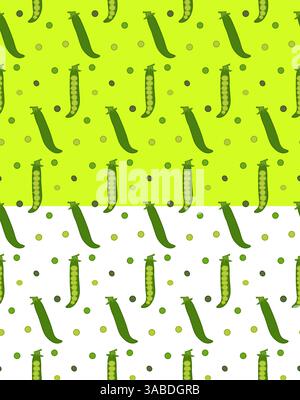 Peas Seamless vector pattern with fresh sweet organic green pea. Backdrop with tasty vegetable ingredient. Colorful flat vector illustration for fabri Stock Vector