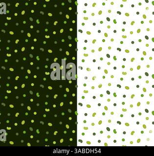 Green peas vector flat seamless pattern background. Banner, poster, wrapping paper, sticker, print, modern textile design. Eat green Stock Vector