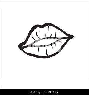vector doodle black outline lips Stock Vector