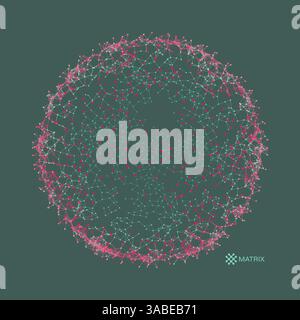 Sphere with connected lines and dots. Glowing grid. Connection structure. Wireframe vector illustration. Stock Vector