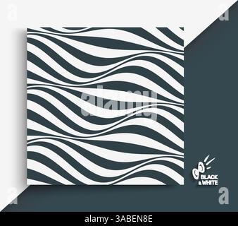 Abstract wavy background. Pattern with optical illusion. Textbook, booklet or brochure mockup. Cover design template. Futuristic vector illustration. Stock Vector