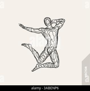 Gymnast. 3d human body model. Gymnastics activities for icon health and fitness community. Vector illustration. Stock Vector