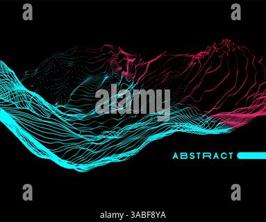 Abstract art. Array with dynamic emitted particles. Water splash imitation. Modern science and technology background. Vector illustration. Stock Vector