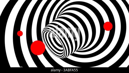 Pattern with optical illusion. Black and white design. Abstract striped background. Vector illustration. Stock Vector