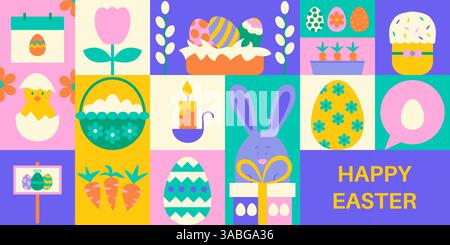 Banner Geometrical Happy Easter Stock Vector