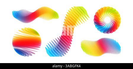 Sphere. Abstract digital wave with dynamic effect. 3d vector illustration made of various overlapping elements. Applicable for banners, placards, post Stock Vector