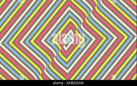 Optic art illustration of colored squares. The geometric background by stripes. 3d vector pattern for brochure, annual report, magazine, poster, prese Stock Vector